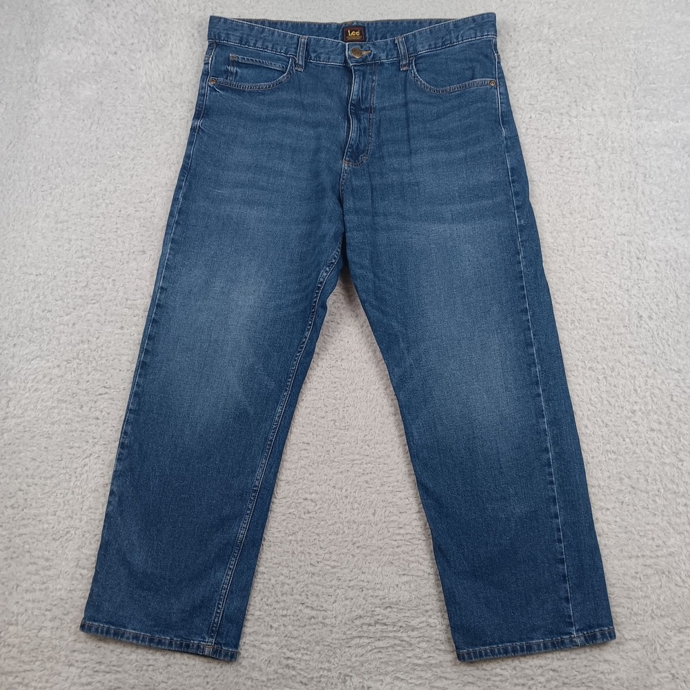 Lee Straight Leg Jeans Women 16 Medium Blue Stretch Denim 112359101
